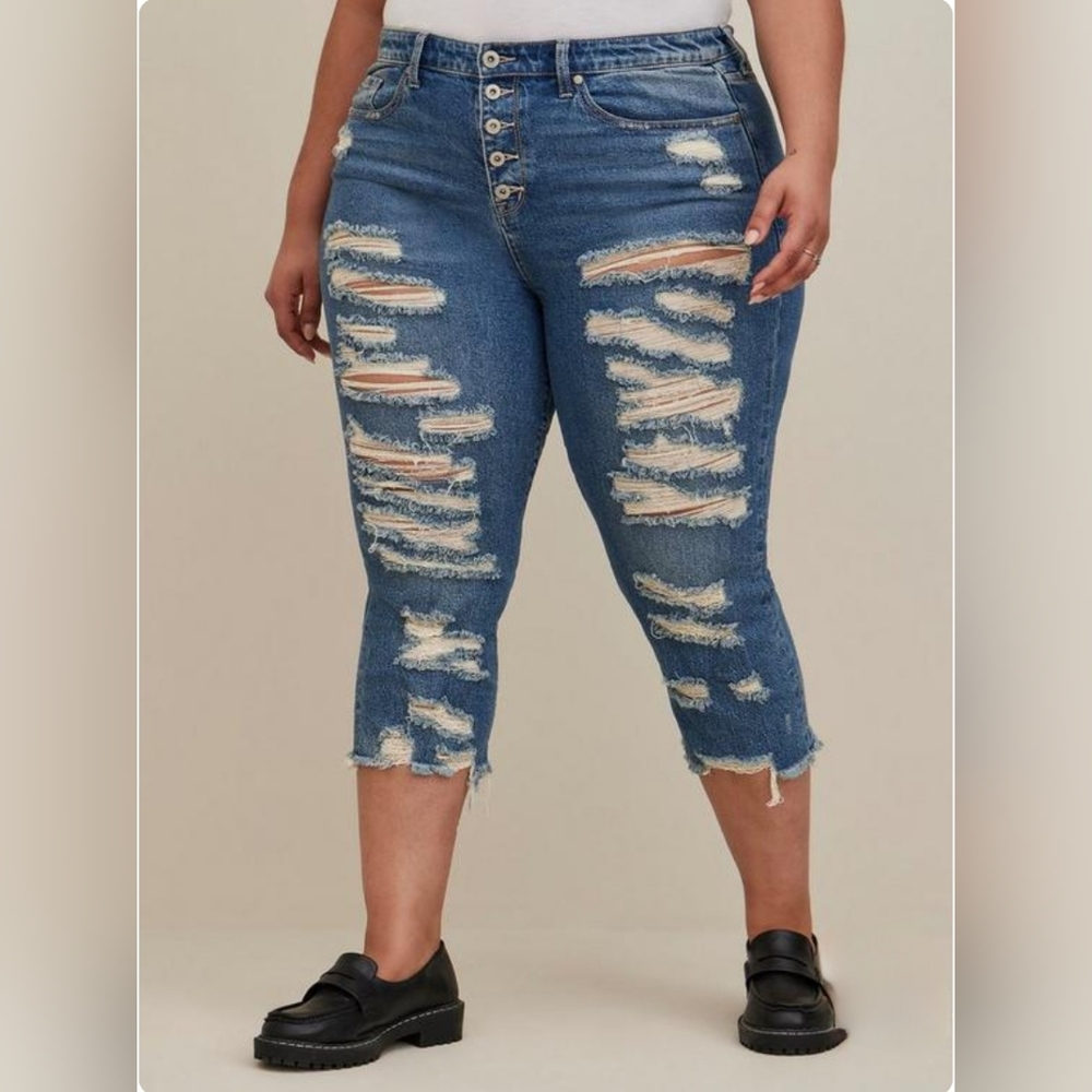 Crop Stovepipe Straight Classic Denim High-Rise Jean